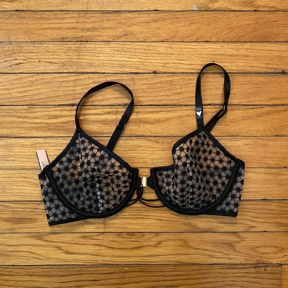 NWT Starburst Unlined Demi Bra - Black - 32D - Picture 1 of 5